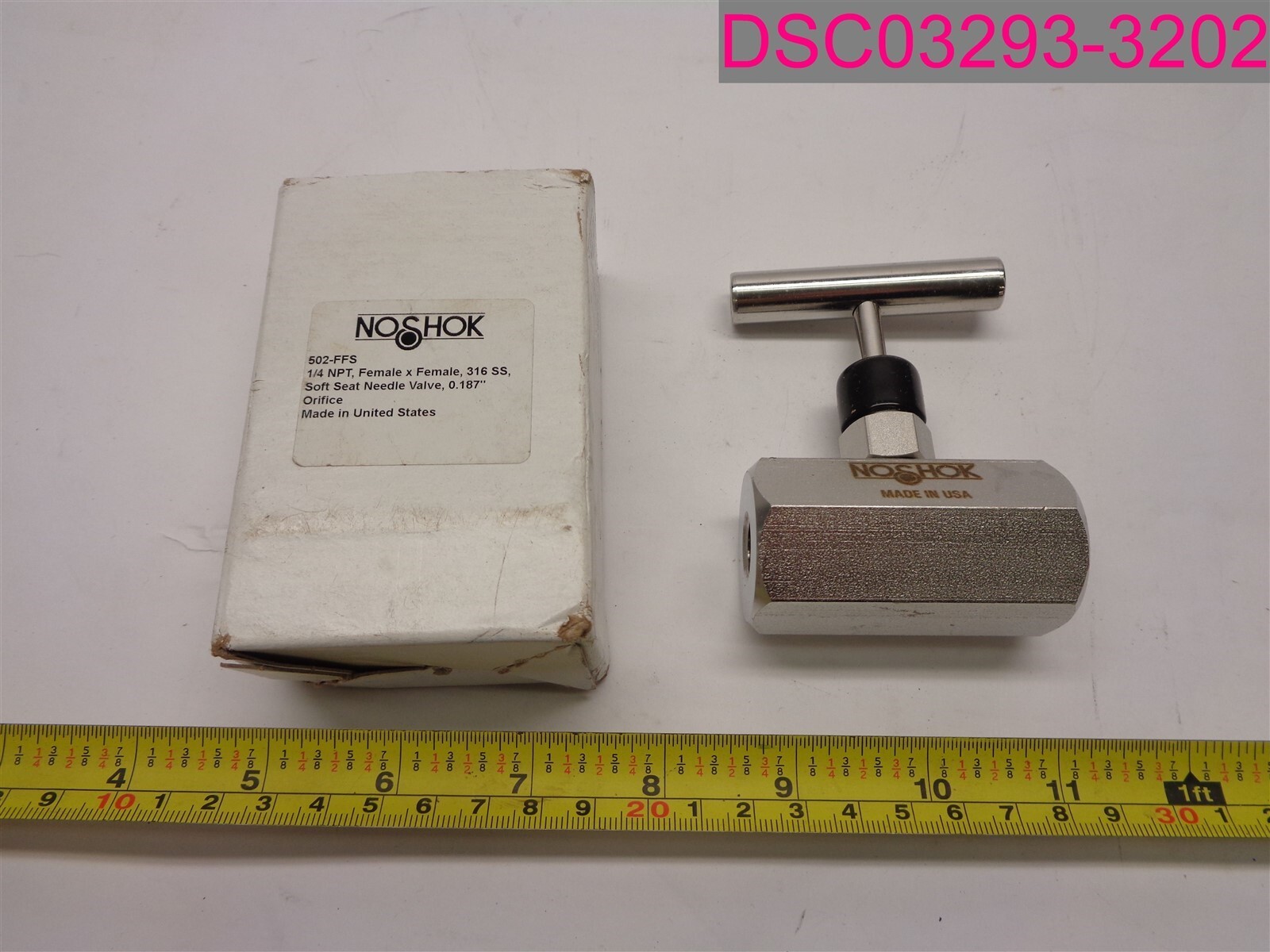 Noshok 502-FFS. 1/4" NPT Female x Female, 316 SS, Soft Seat Needle Valve, 0.187"