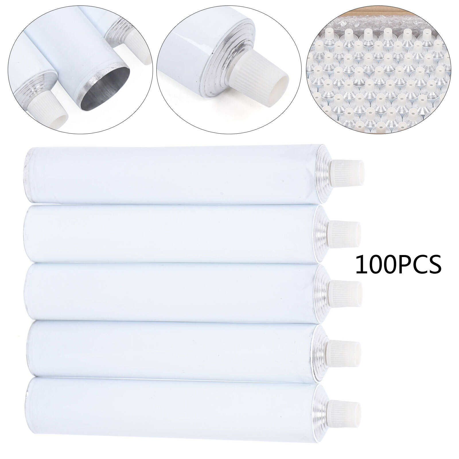 100 Pcs 100ml Empty Unsealed Toothpaste Tubes Needle Cap Full Box Aluminum USA