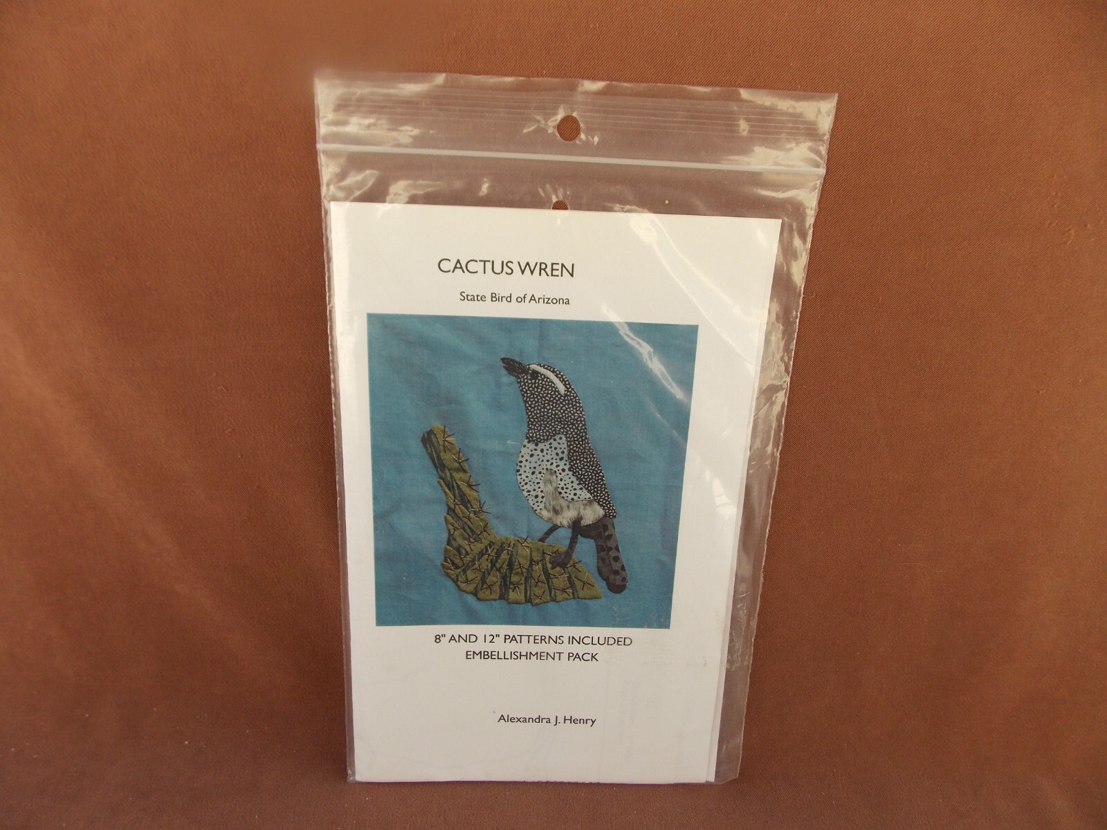 Cactus Wren Uncut Applique Pattern Alexandra J Henry