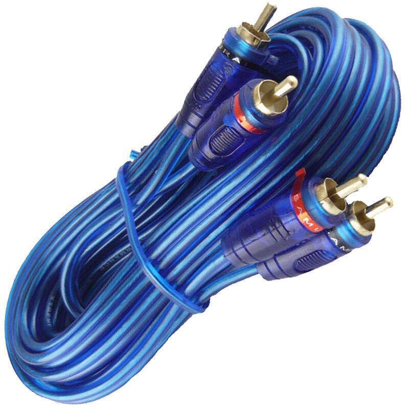 2 Samurai Audio 20 Ft 2 Ch Blue Twisted Car Amp RCA Jack Cable Interconnect 20ft
