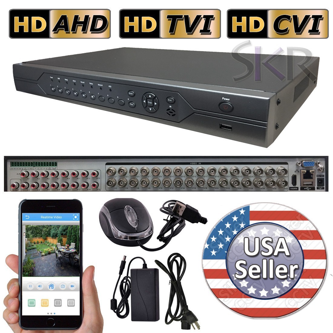Sikker 32 Channel standalone DVR Recorder TVI CVI AHD Security Camera System