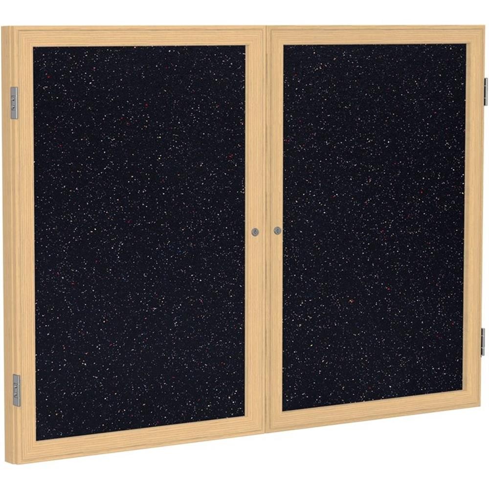 Ghent's Wood 48" x 60" 2 Door Enclosed Rubber Bulletin Board in Multi-Color