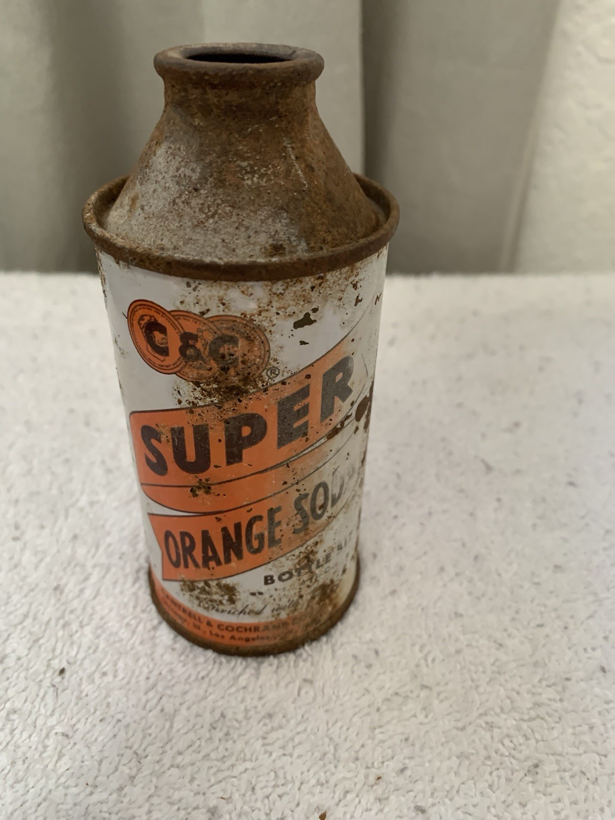 Vintage C&C (Cantrell & Cochran) Super Orange Soda Cone Metal Small 6oz Can