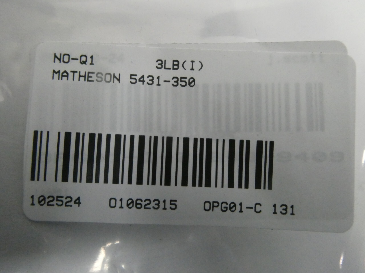 Matheson 5431-350 Gas Regulator Assembly