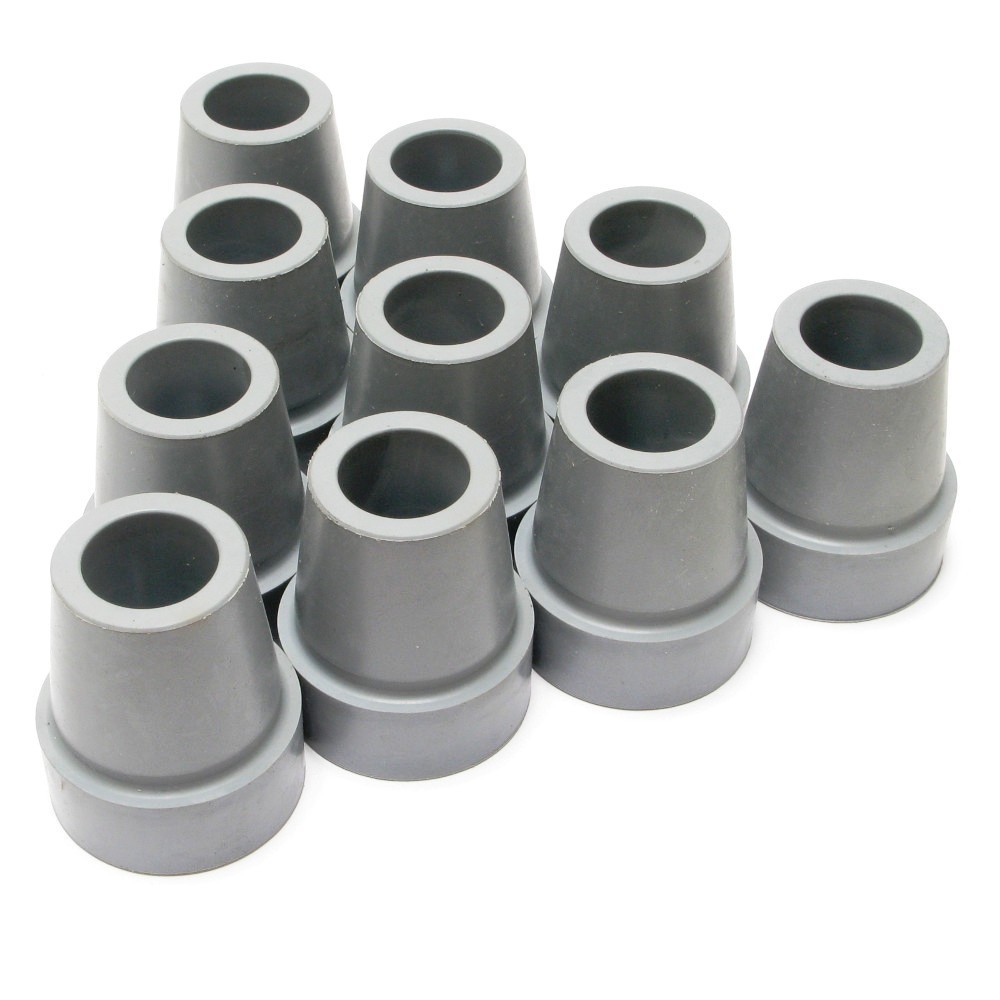 Replacement Rubber Cane Tips, Gray, 3/4 Inch, 10 Pieces