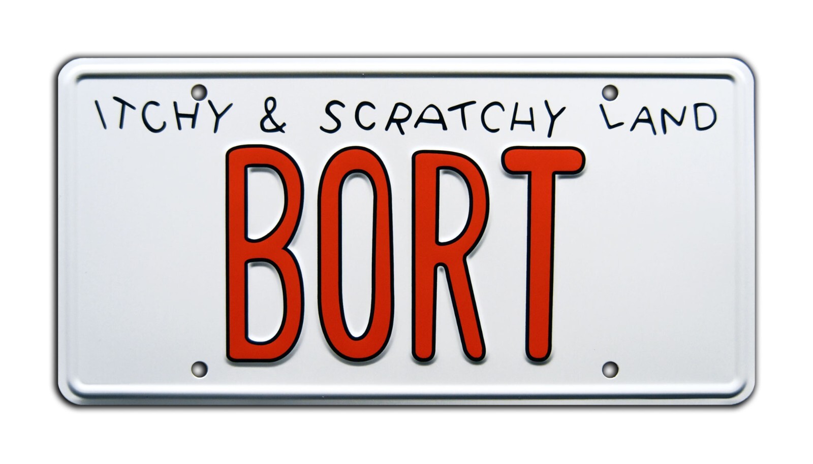 The Simpsons | Itchy & Scratchy Land | BORT | Metal Stamped Prop License Plate