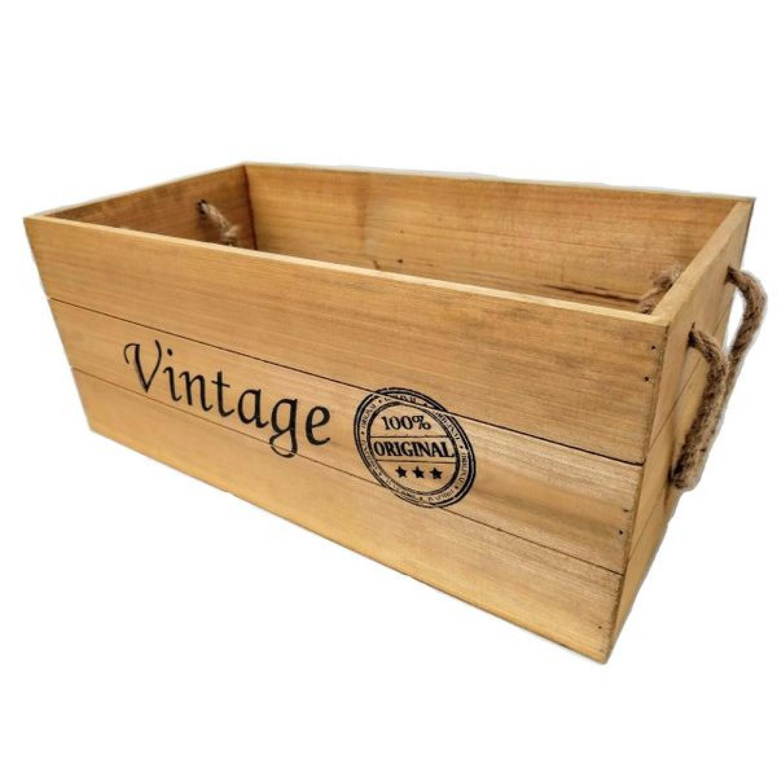 Vintage On Wood With Rope Handles Crate