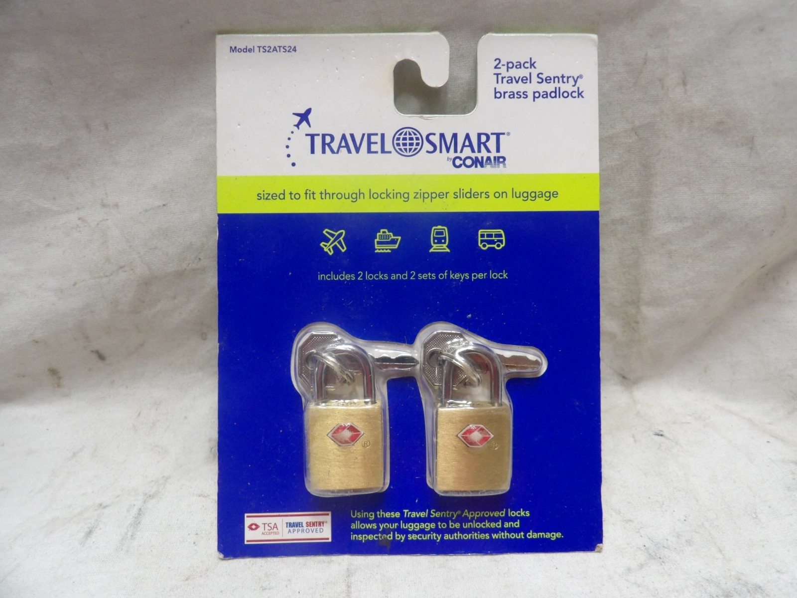 Travel Smart by Conair 2-Pack Travel Sentry Brass Padlock TS2ATS24