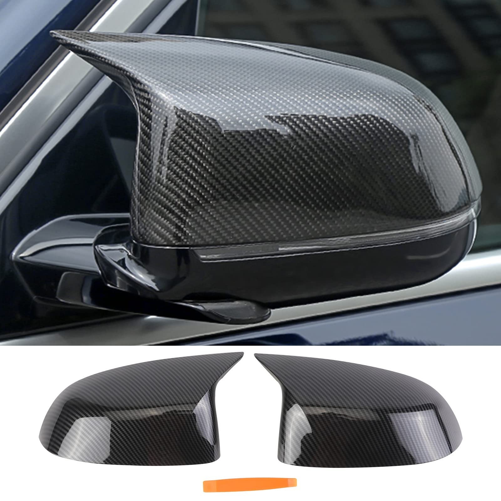 Side Mirror Caps，Carbon Fiber Rearview Fit X3 X4 X5 X6 X7 G01 G02 G05 G06
