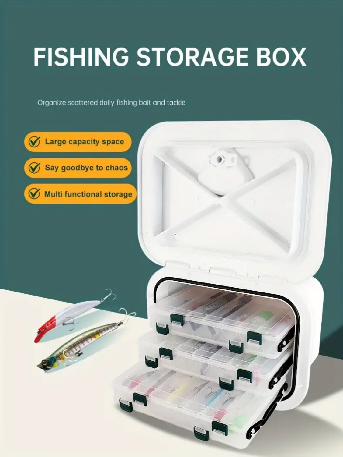 Boat Storage Box, ABS Hard Lockable Fishing Tackle Boxes,White Marine Deck Boxes