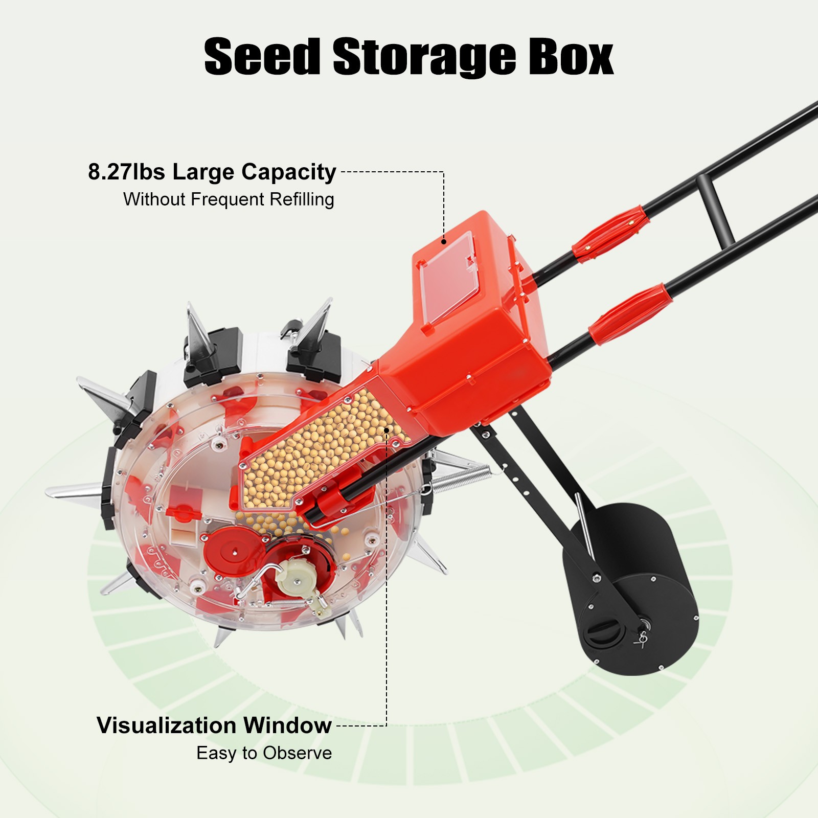 10 Holes Garden Seeder Hand-Push Seeder Agriculture Walk-Behind Row Crop Planter