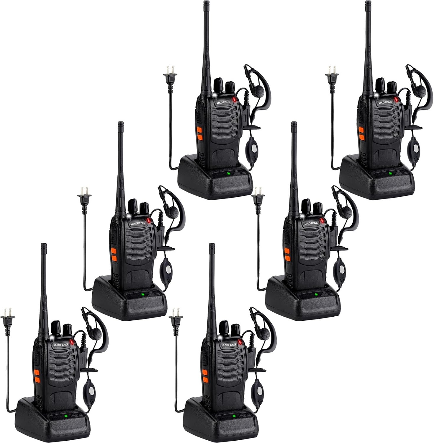 Baofeng Walkie Talkies 888S Rechargeable Long Range with Earpieces for Adults
