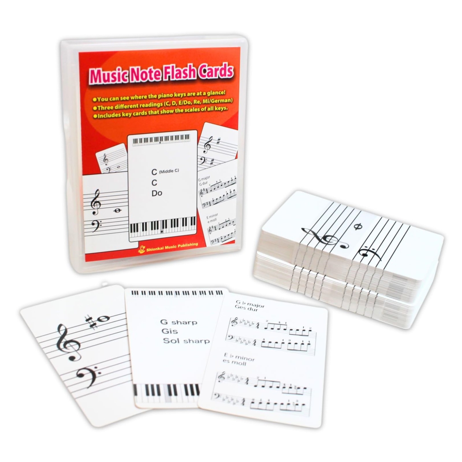 Music Note Flash Cards – 100 Cards (88 Notes + 12 Key Signatures) | Beginn
