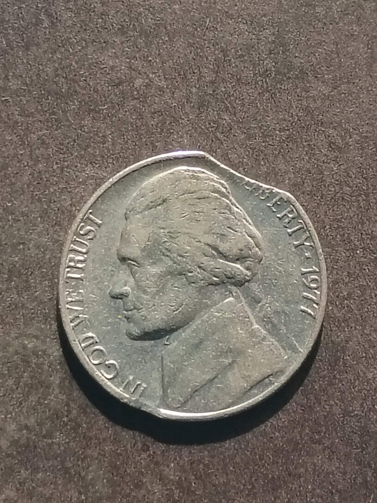 1977 NM Jefferson Nickel Double Clips Pre Owned Errors