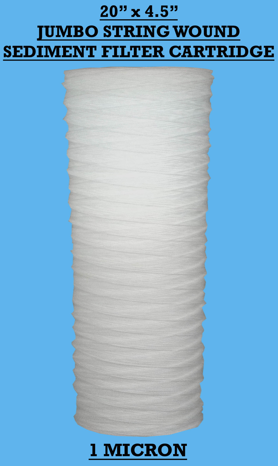 20" x 4.5" Jumbo Wound Sediment Filter Cartridge 1Mic  Well Water ,WVO 1 Micron