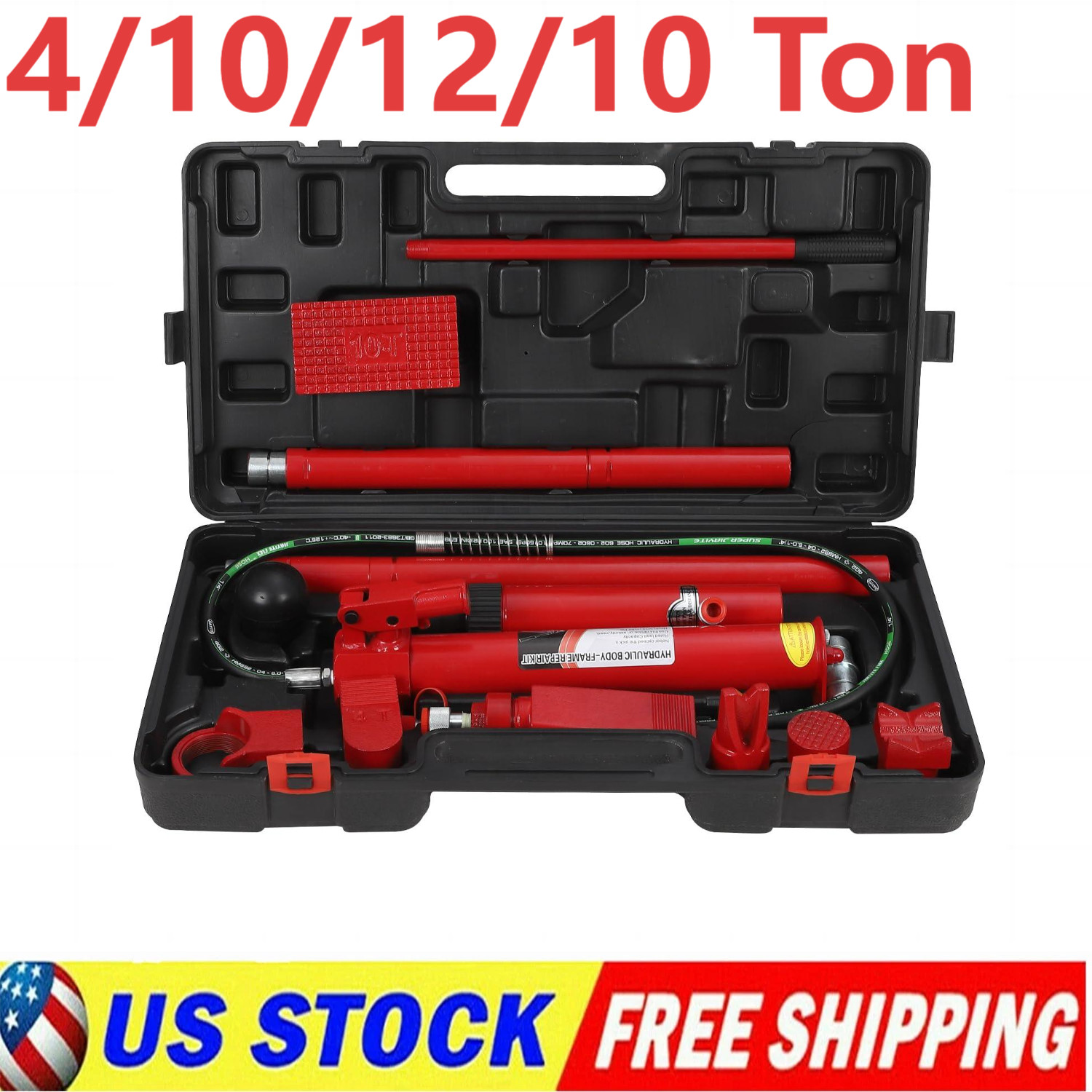 ✨4/10/12/20Ton Hydraulic Jack Air Pump Lift Ram Body Frame Porta Power Repair Ki