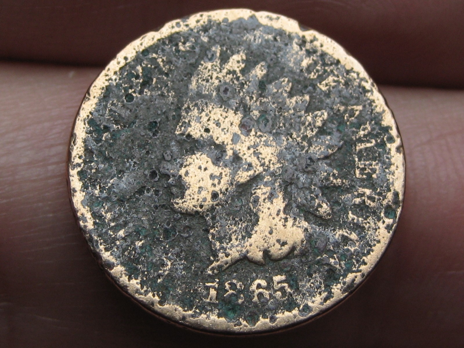 1865 Indian Head One Cent Penny- Plain 5, About Good Details