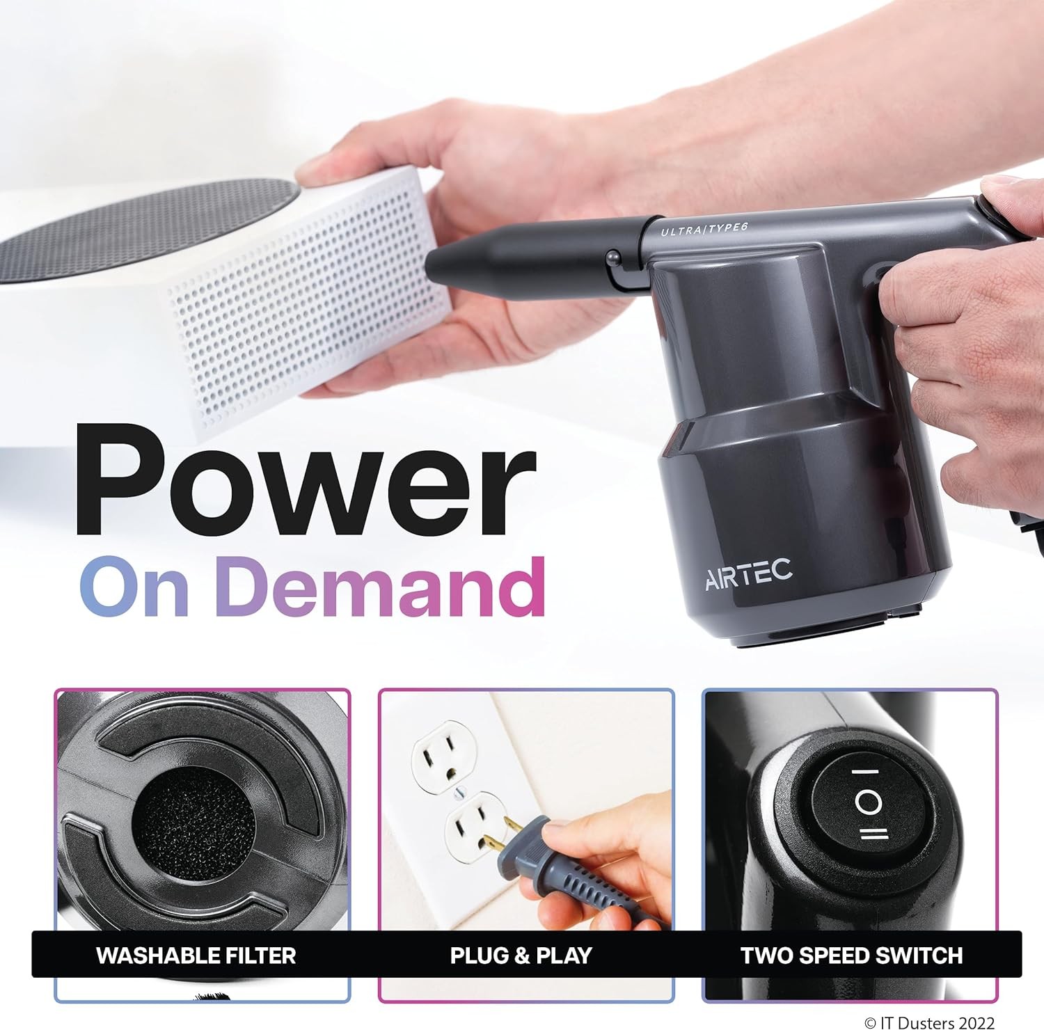 IT Dusters AirTec Ultra Electric Air Duster Blower for PC, Laptop, Console,...