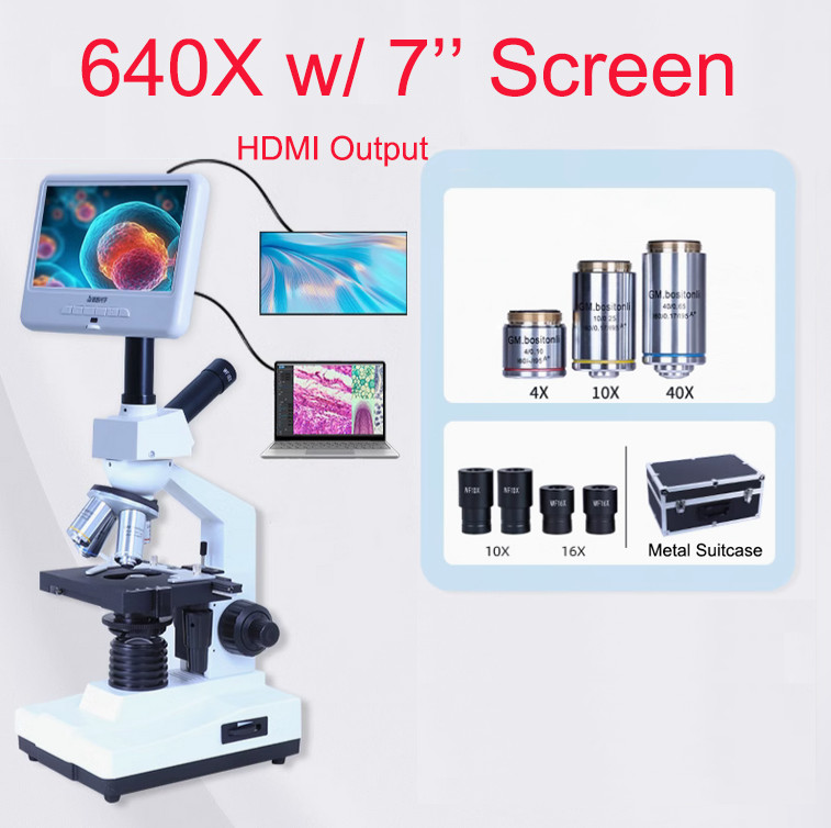Biological Microscope Aquaculture Farming Inspection w/ Smart HDMI Screen