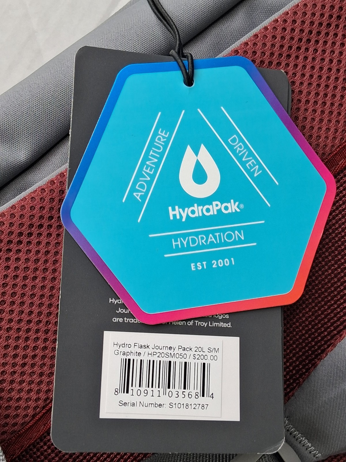 Hydra Flask Journey Series HydraPak 20L Hydration Pack S/M Graphite Grey