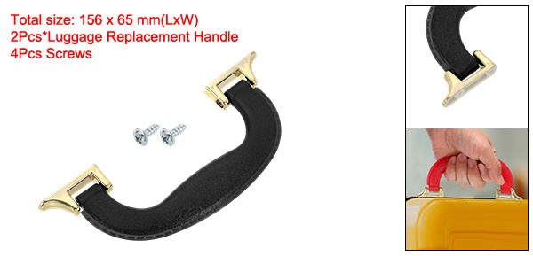 2Pcs, Luggage Handle Plastic Pull Handle Grip Replacement with Screws Black Gold