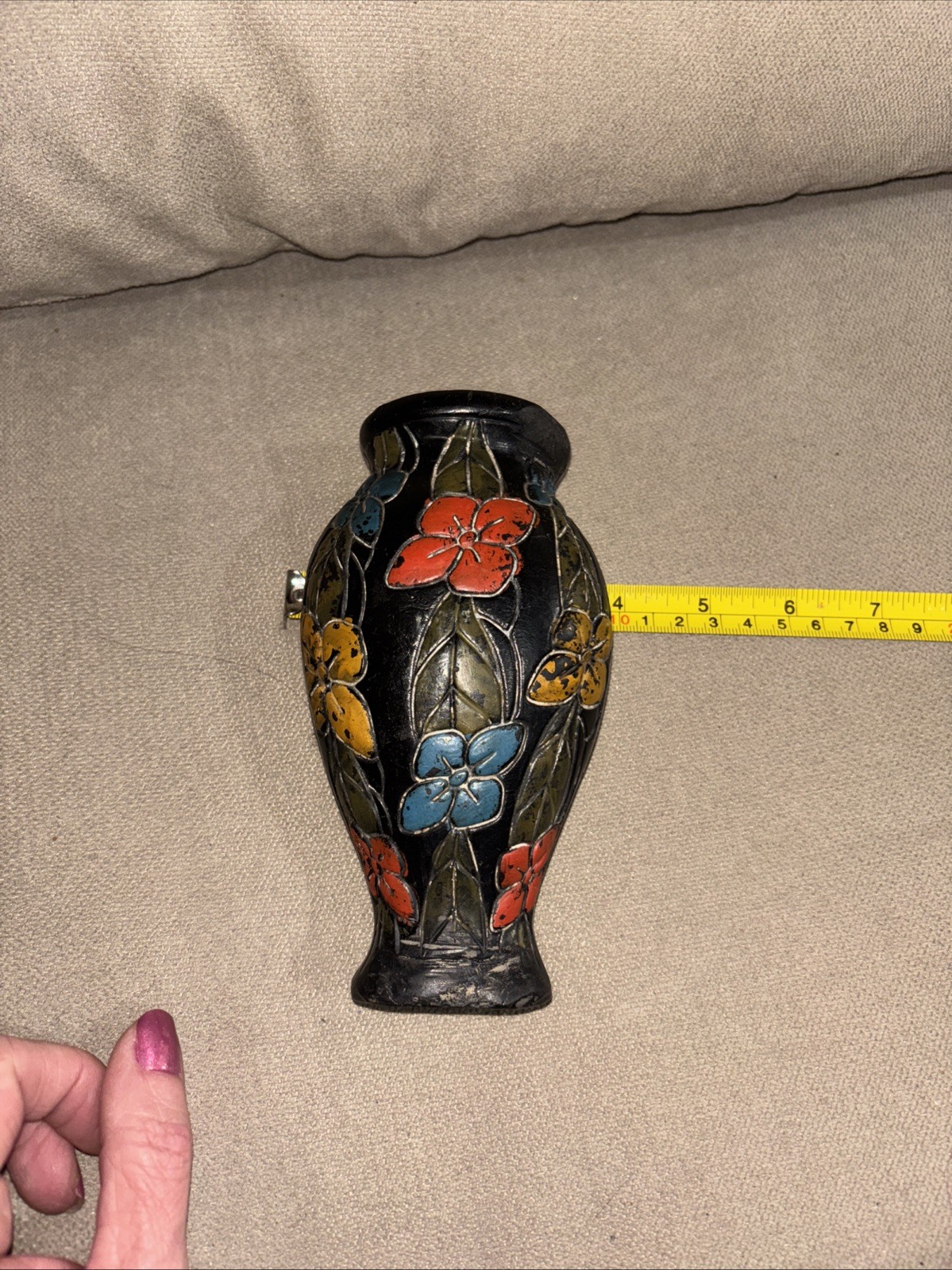 Vintage Asian Tokanabe Ware Wall Pocket Planter