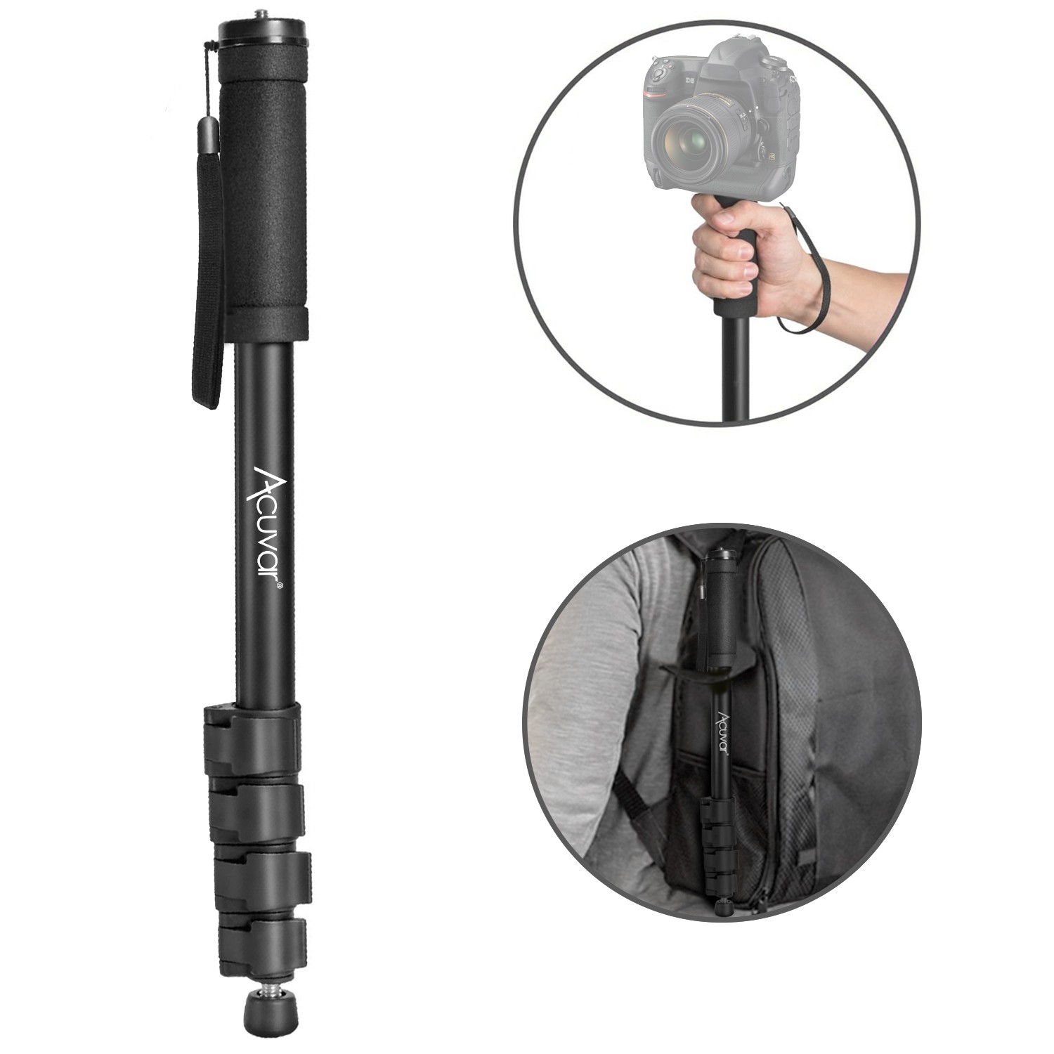 62-Inch Camera Monopod - Ultra Portable, Heavy Duty Design For Nikon Canon Sony