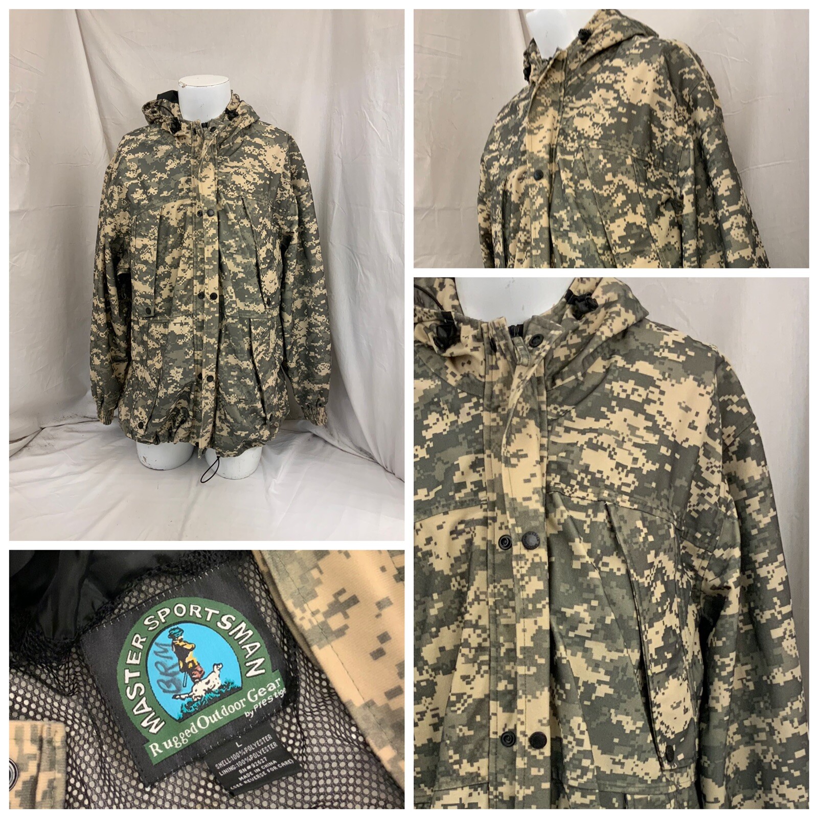 Master Sportsman Digital Camo Hunting Jacket L Men Green Poly YGI P2-399