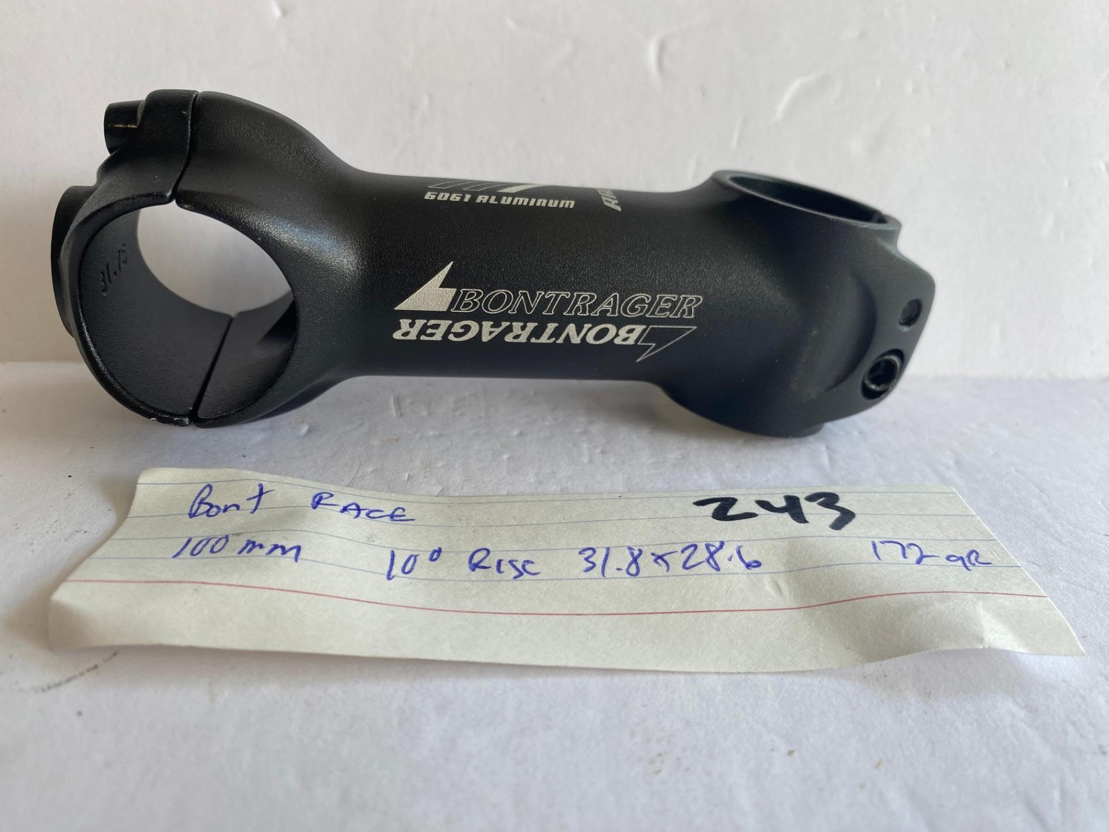 Bontrager Race bicycle +-7° STEM 100mm 28.6 x 31.8 handlebar