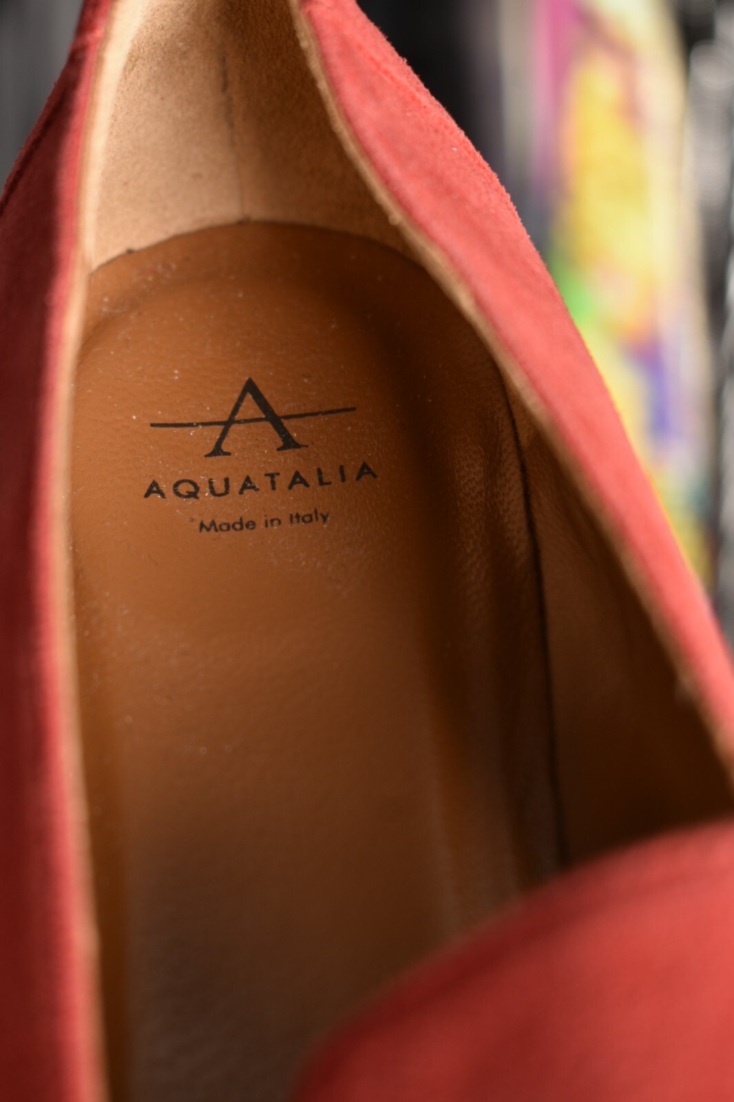 NWOB AQUATALIA Red Chilli Suede Pointed Toe Loafers Flats 37.5EU 7.5US Italy