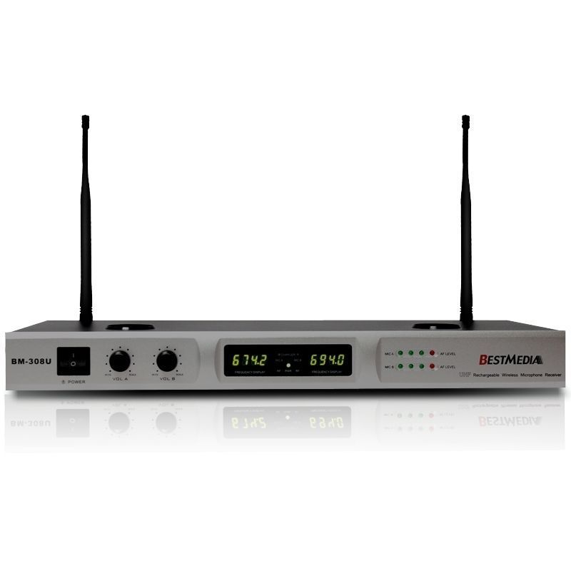 Best Media BM-308U UHF Dual Rechargeable Wireless Microphone System
