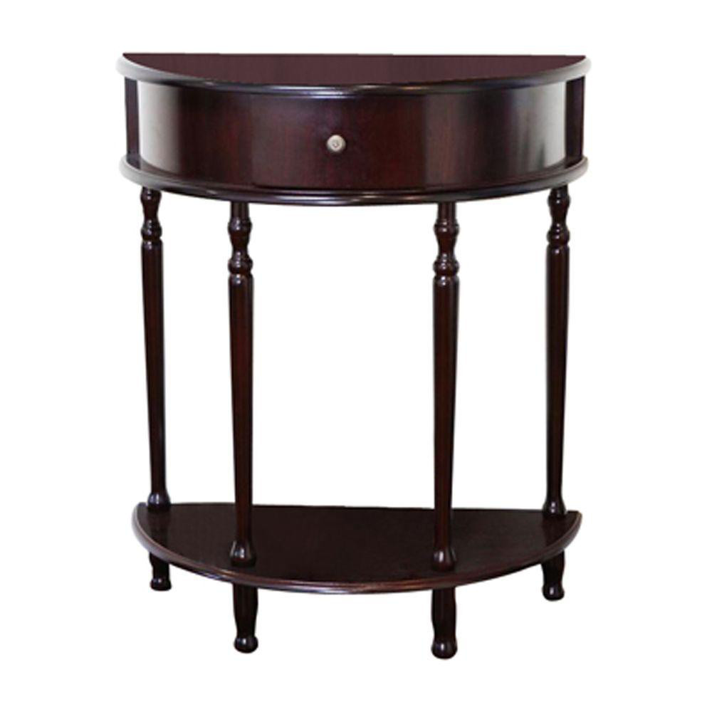 Half Moon Round Console Table Accent Furniture Antique for Living Room Espresso