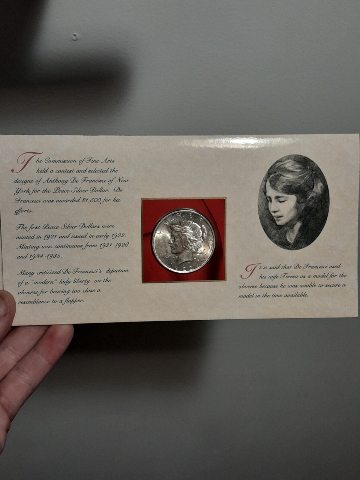 1922- P Peace Silver Dollar- Story Of The Peace.  BU Toned