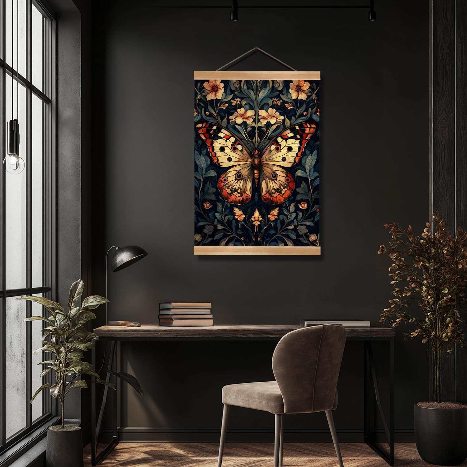 ZTGDA William Morris Abstract Vintage Floral 16"L x 12"W, Colour-Butterfly03