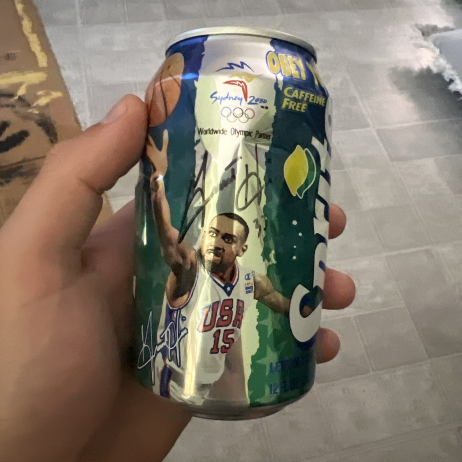 SIGNED TEAM USA Grant Hill Sprite Soda Pop Aluminum Can 12 Oz