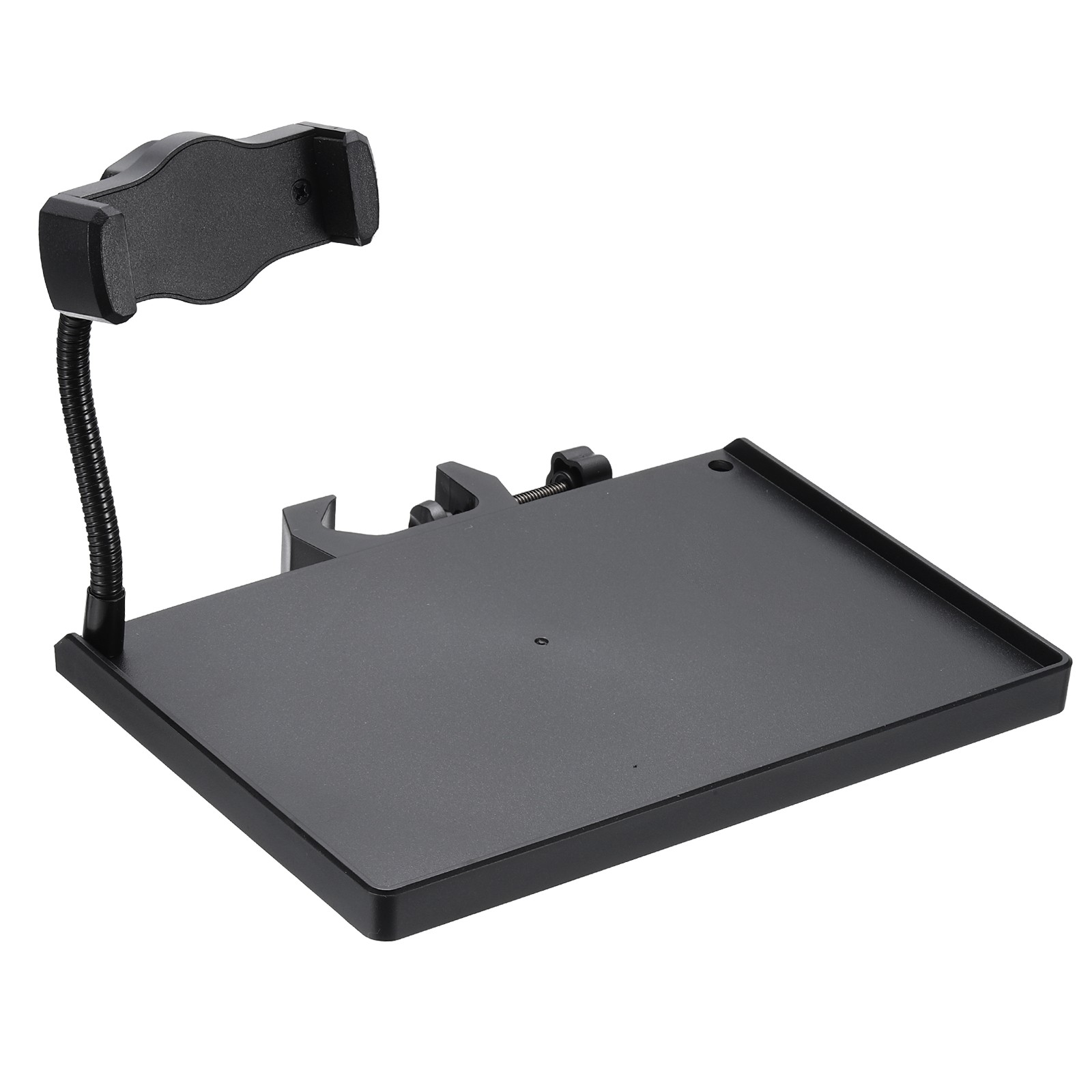 Microphone Stand Tray 7.9x5.5in Plastic Tray with 1 Phone Holder Black