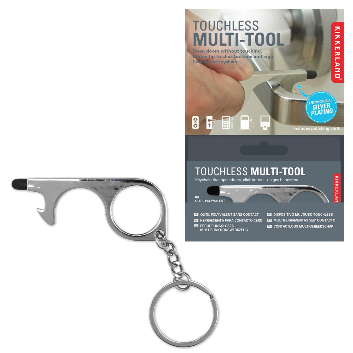 Kikkerland - Touchless Multi Tool - Door Opener/Button Presser & Key Chain
