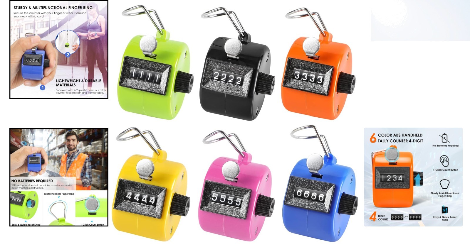 Versatile Battery-Free Clicker Counters - Perfect for Knitting, Coaching & More