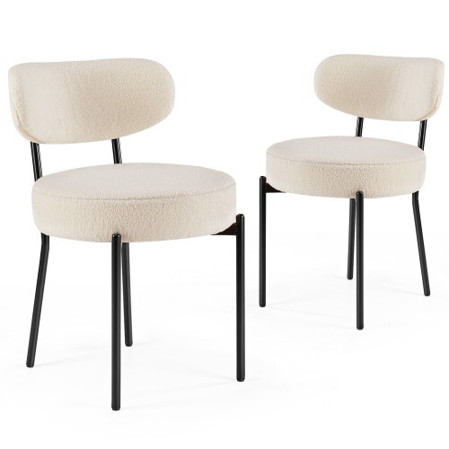 Chair 2-piece dining chair set, Boucle soft-padded kitchen chair