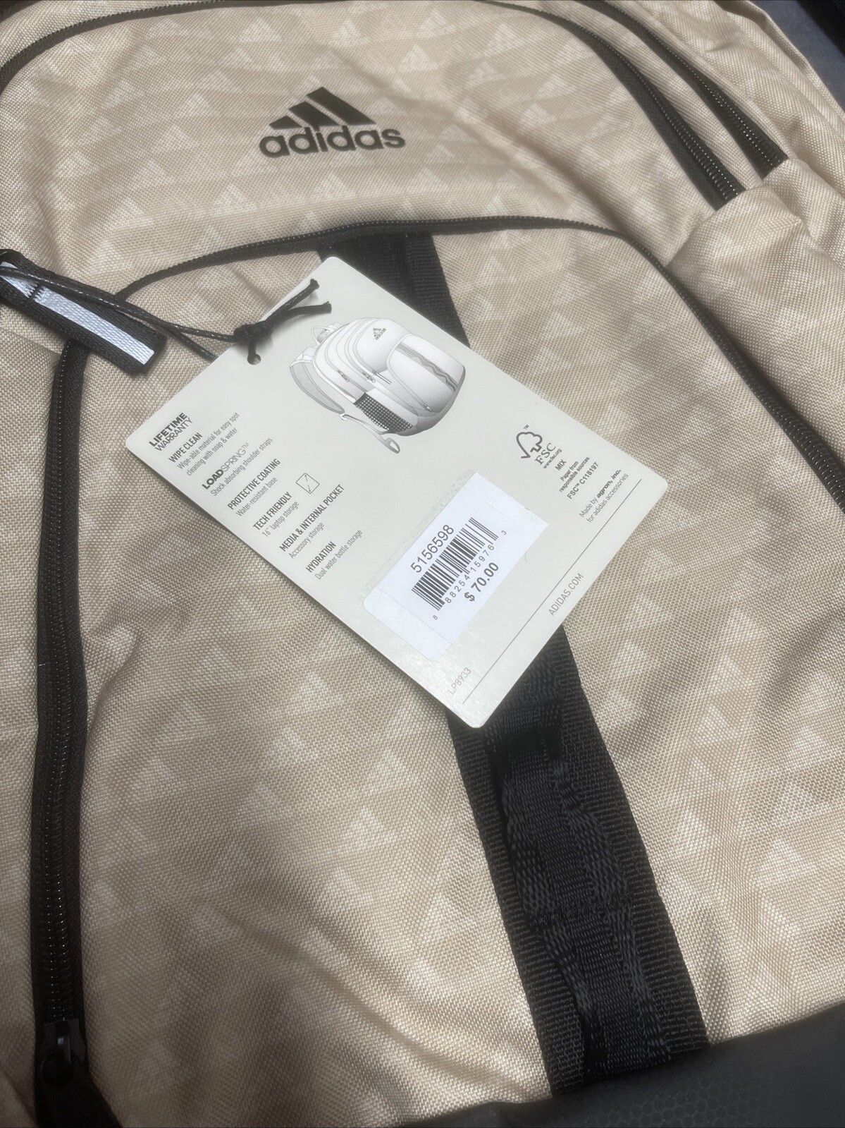Adidas Prime 6 Backpack BOS Mini Monogram Wonder Beige / Black NEW