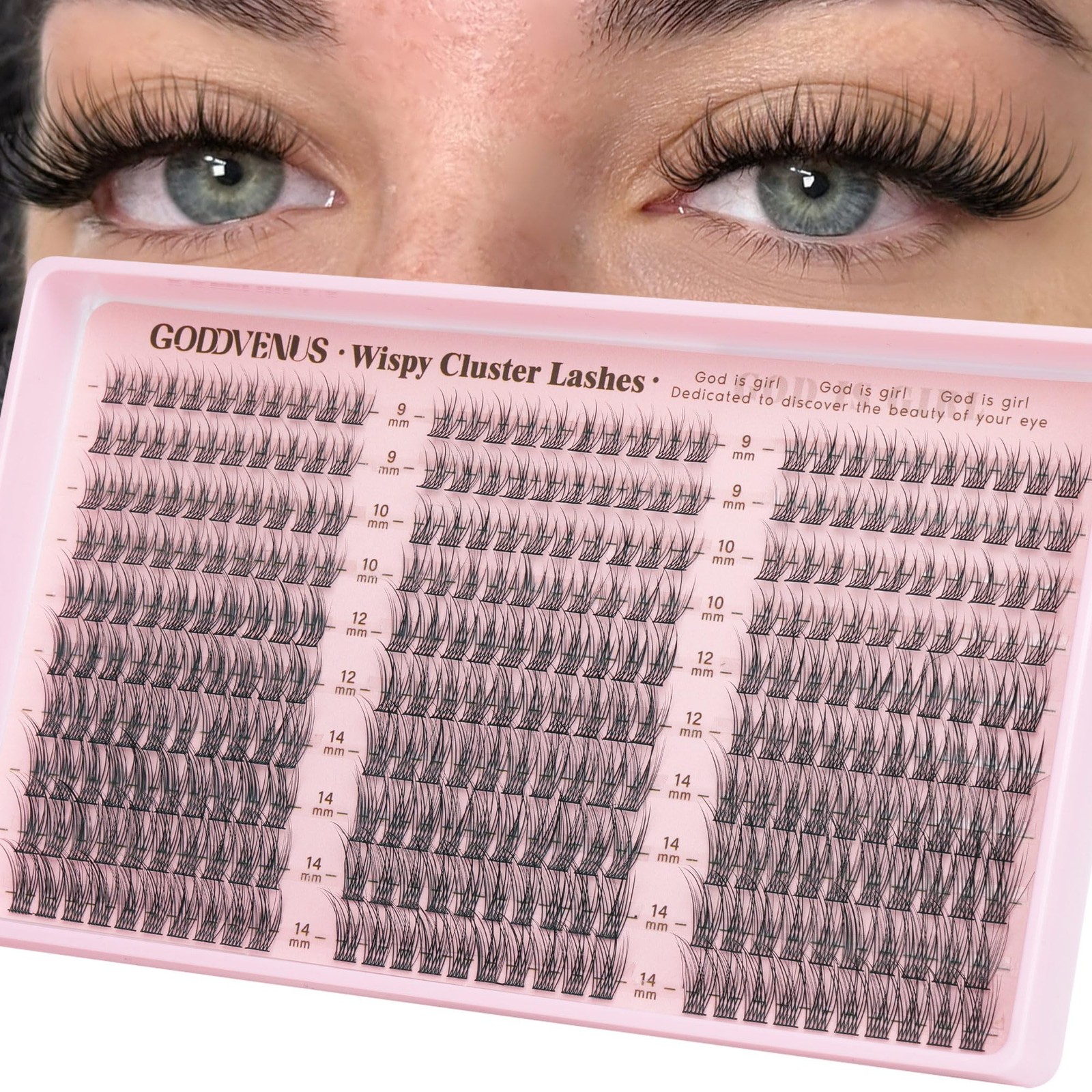 Goddvenus Lash Clusters Wispy 9-14mm Eyelash 1 count (Pack of 300), black
