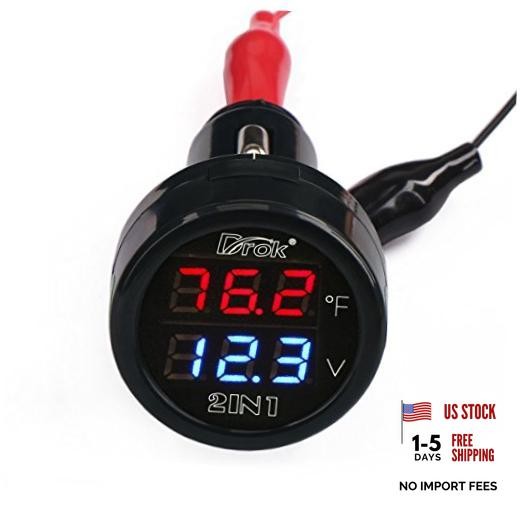 Digital DC Voltage 10-170 Degree Fahrenheit Temperature Monitor Car Standard