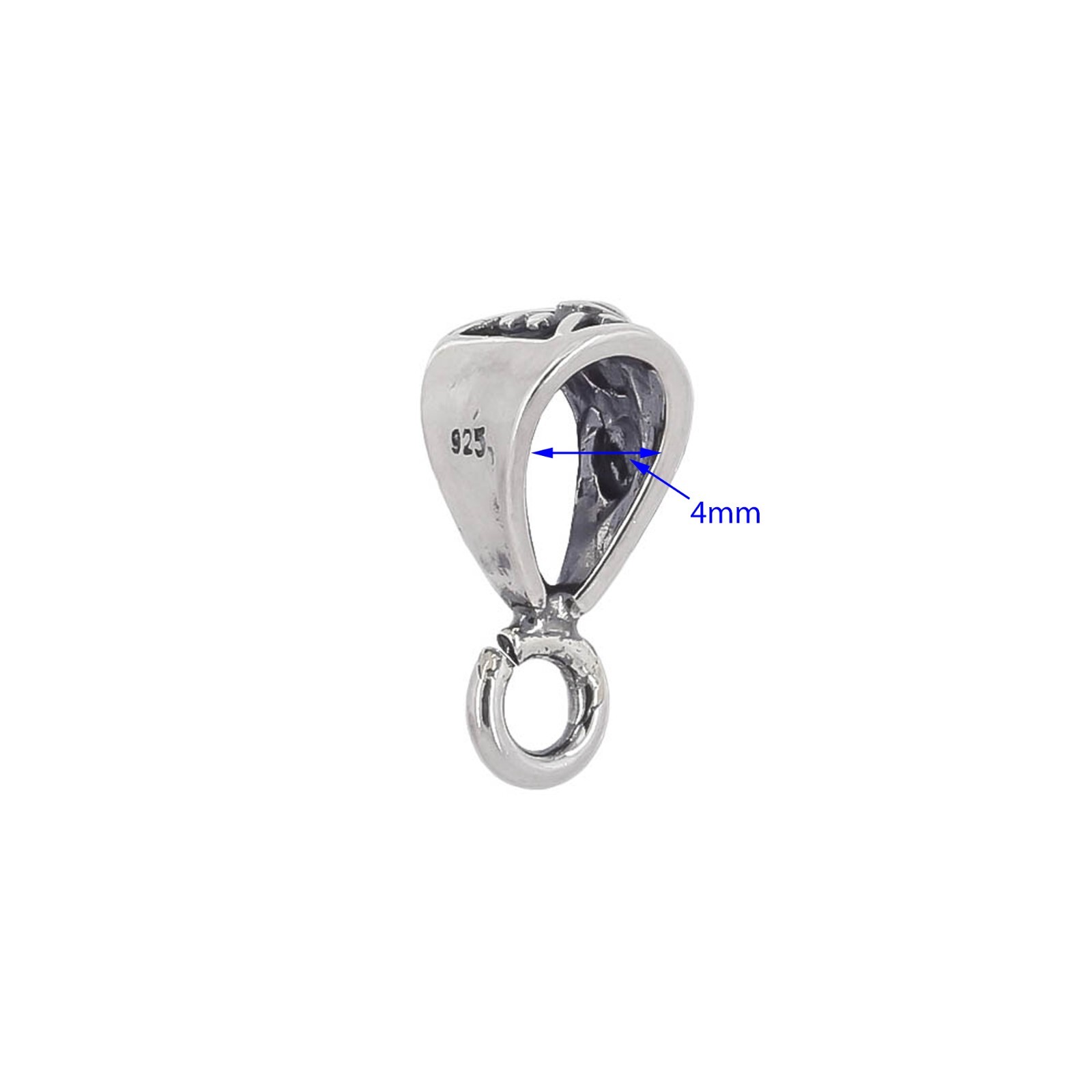 Oxidized Sterling Silver Pendant Clasp Bail Connector with Open Loop #51124