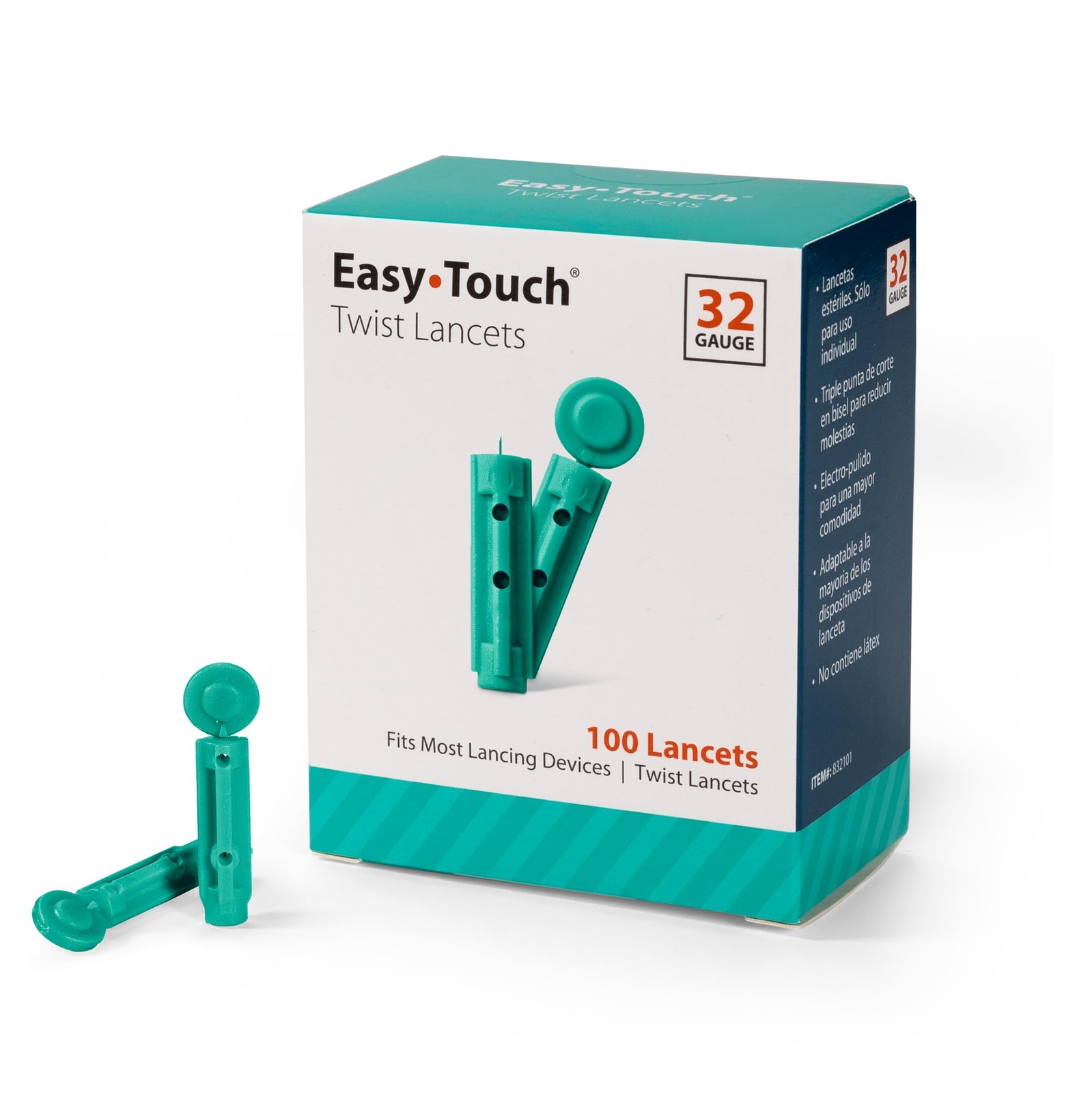 Lot Of (2) Easy Touch ~ Twist Lancets 32 Gauge - Each 100 Ct. Total 200 Lancets