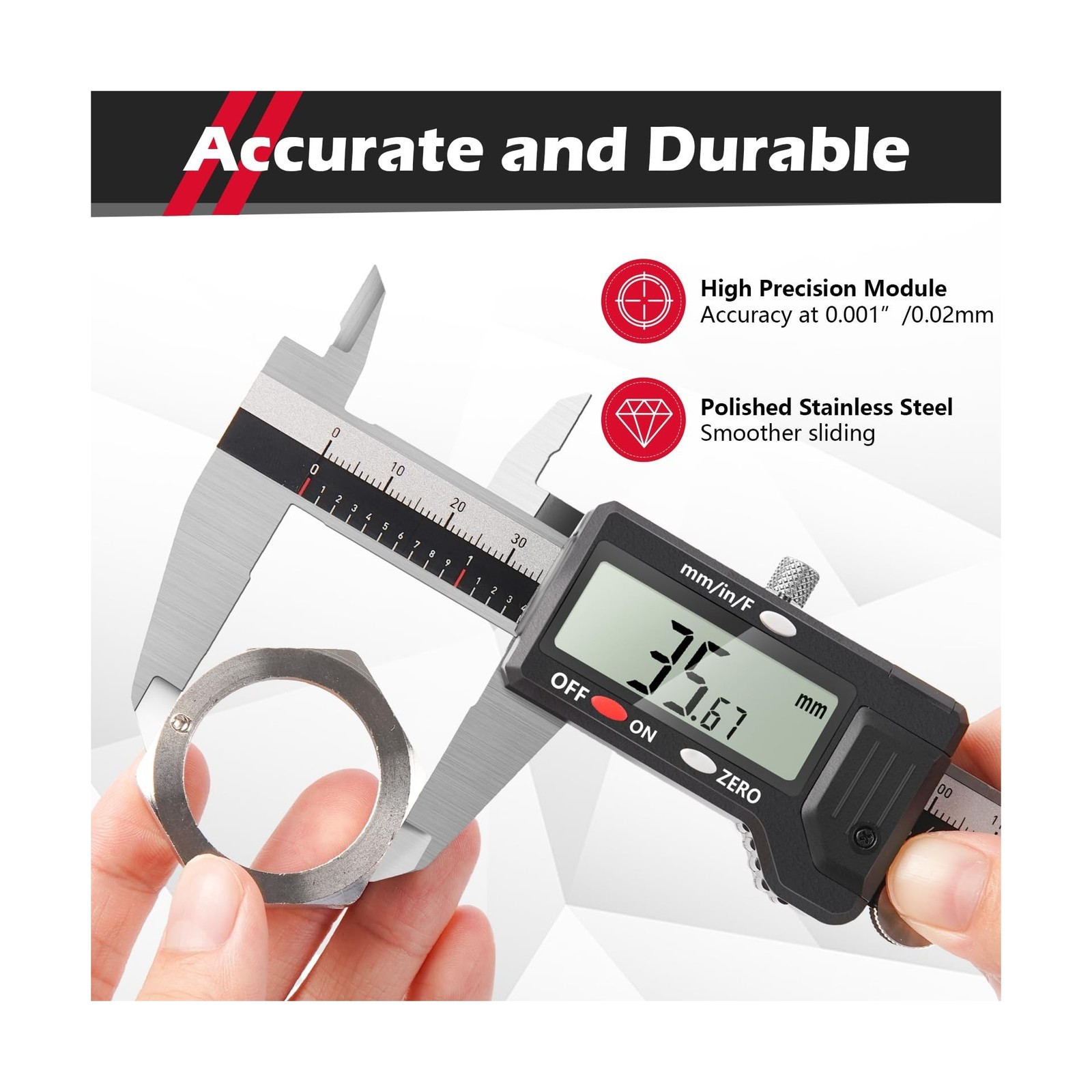 werka Digital Caliper, 0-6” Calipers Measuring Tool, Auto-Off Micrometer C