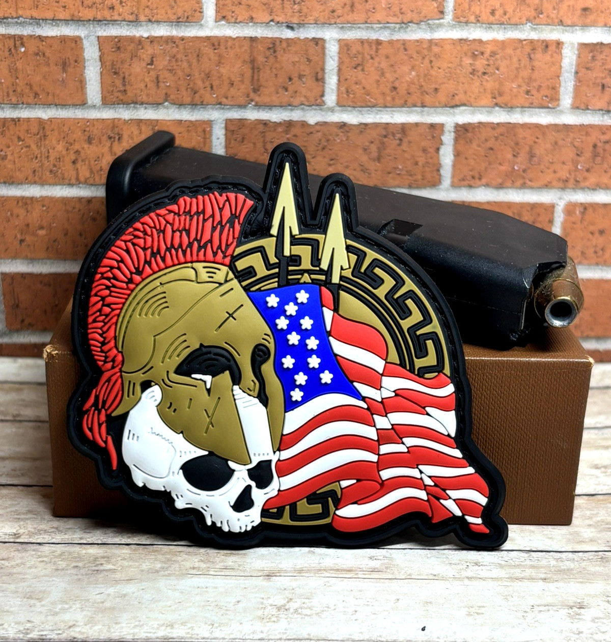 Tactical PVC Patch - Morale Skull Spartan Flag Patch - Skull Punisher Patch
