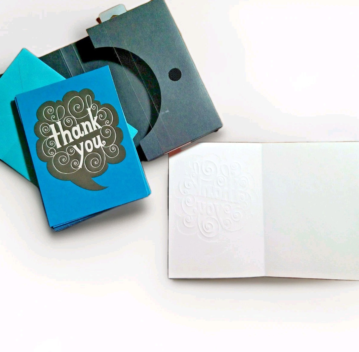THANK YOU - 10 Classic Notecards by HALLMARK white blue black birthday BLANK
