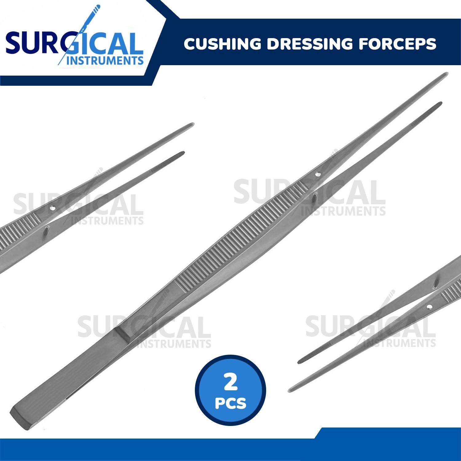 2 Cushing Dressing Forceps Surgical Plastic Surgery 7" Satin Finish German Grade
