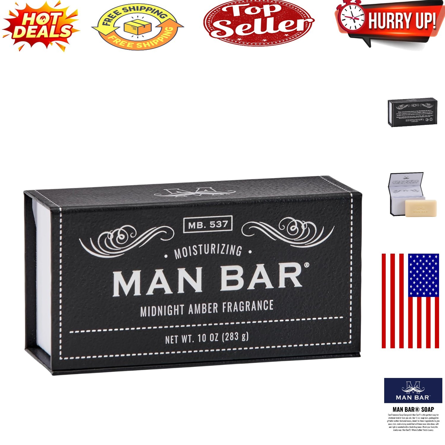Midnight Amber Man Bar: Moisturizing, All-Skin-Friendly Fragrance Gift