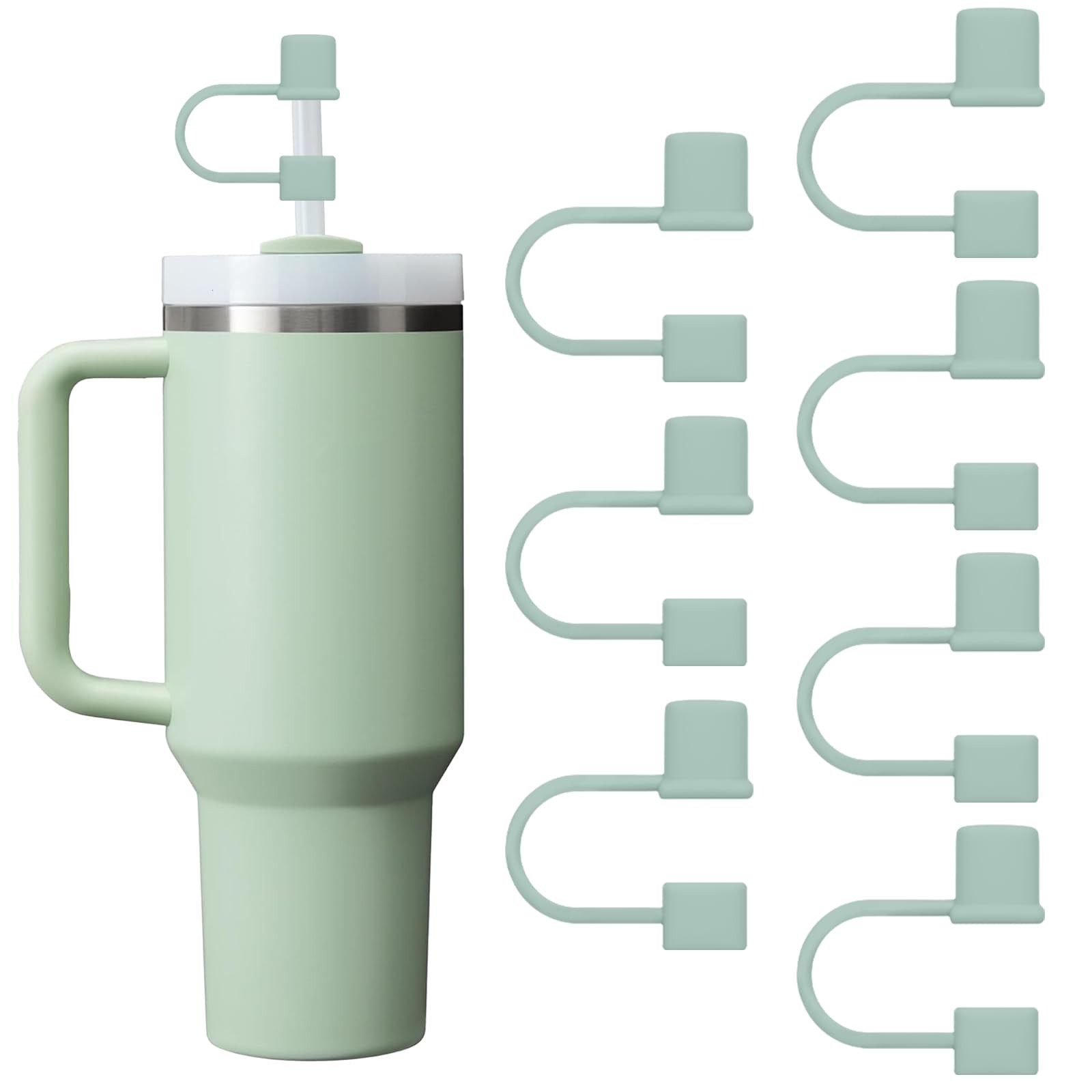 7Pcs Silicone Straw Cover Caps for Stanley Tumbler, 10mm0.4inch Green